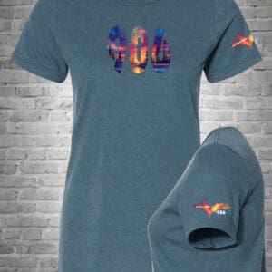 A t-shirt with the image of an eagle and a fire emblem.