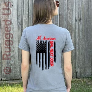 All American Girl Next Door Flag Women's Gunmetal T-Shirt