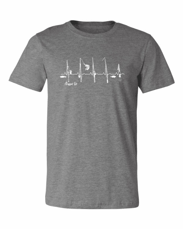 A gray t-shirt with four different sailboats on it.