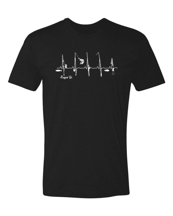 A black t-shirt with a drawing of a boat on it.