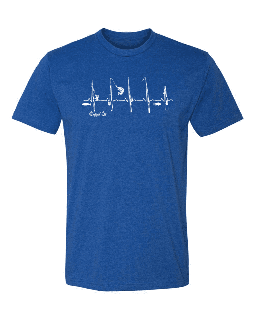 A blue t-shirt with four boats on it.