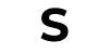 A black letter s is sitting on top of the white background.