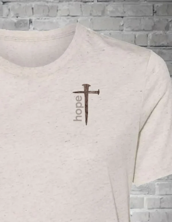 A t-shirt with the word hope and a cross on it.