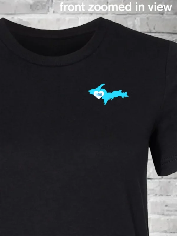 A black t-shirt with the map of michigan on it.