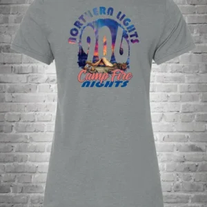 A women 's t-shirt with the northern lights on it.