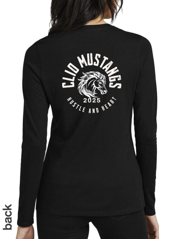 A black hoodie with the words " club mustangs 2 0 1 9 " on it.