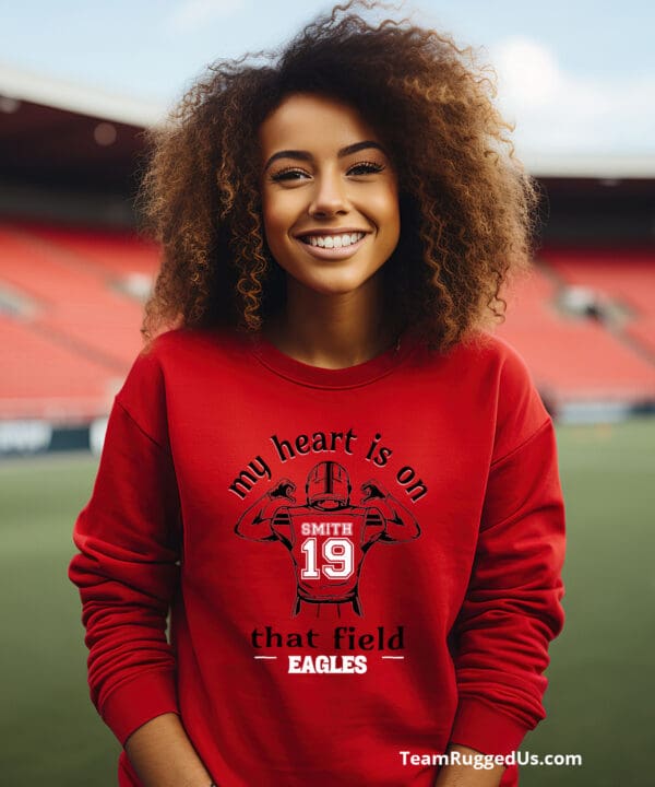 My Heart Is On That Field Football Sweatshirt - Personalized - Image 4