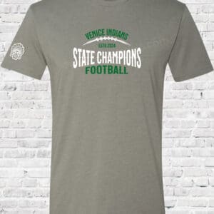 Venice Florida Indians High School 2024 Football State Champs Men's T-Shirt, Black or Grey