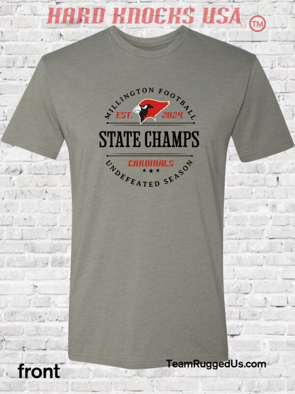 Millington Football State Champs 2024 Men's T-Shirt, Black or Grey